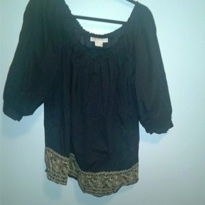 Gorgeous Michael Kors blouse with gold trim sz. L